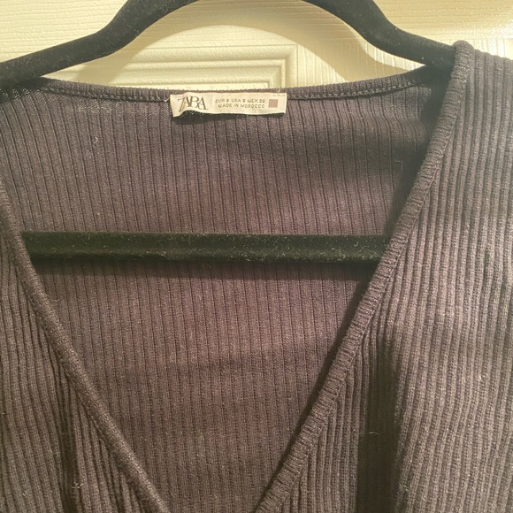 ZARA cross front top with tie (ballerina style) size S in black - Picture 2 of 2